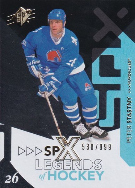 insert karta PETER ŠŤASTNÝ 10-11 SPx Legends of Hockey /999